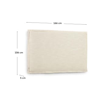Zagłówek Tanit biały lniany ze zdejmowanym pokrowcem do łóżka 160 cm - rozmiary