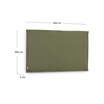 Zagłówek Tanit zielony lniany ze zdejmowanym pokrowcem do łóżka 160 cm - rozmiary