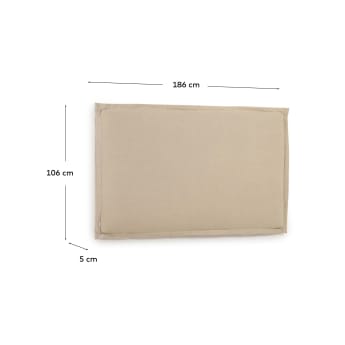 Tête de lit déhoussable Tanit en lin beige pour lit de 180 cm - dimensions