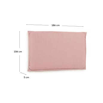 Tanit headboard with pink linen removable cover, for 180 cm beds - sizes