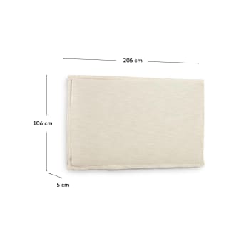 Tanit hoofdbord met afneembare hoes in wit linnen, voor bedden van 200 cm - maten