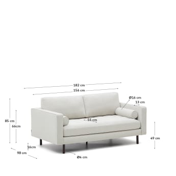 Debra 2-Sitzer-Sofa mit Bezug in perlfarbener Chenille Beine Wenge-Finish 182 cm - Größen