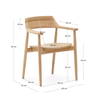 Cadeira Fondes de madeira maciça de carvalho com acabamento natural FSC Mix Credit - tamanhos