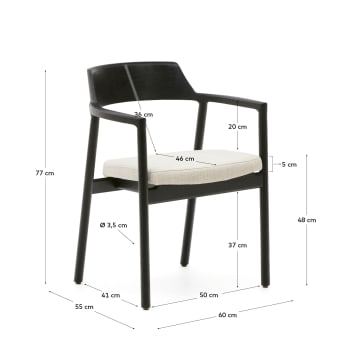 Καρέκλα Alocs από μπεζ chenille και μασίφ ξύλο δρυός σε μαύρο FSC Mix Credit - μεγέθη