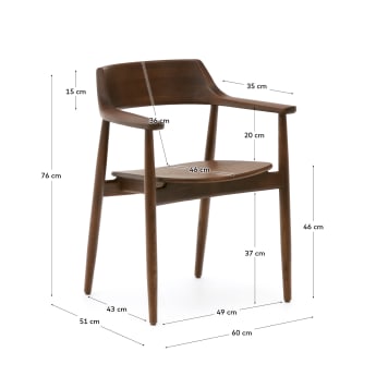 Cadeira Fondes de madeira maciça de carvalho com acabamento nogueira FSC Mix Credit - tamanhos
