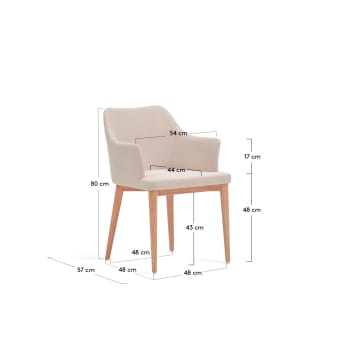 Krzesło Croft beżowa szenila i nogi z litego drewna jesionowego - rozmiary