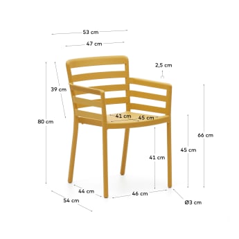 Chaise de jardin Nariet en plastique moutarde - dimensions