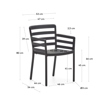 Nariet stackable outdoor chair in black - sizes