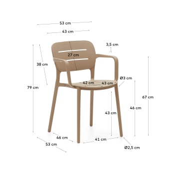 Chaise de jardin Morella en plastique beige - dimensions