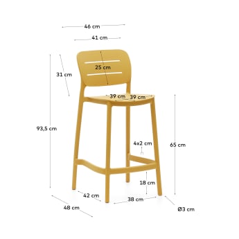 Morella stackable outdoor stool in mustard, 65 cm in height - sizes