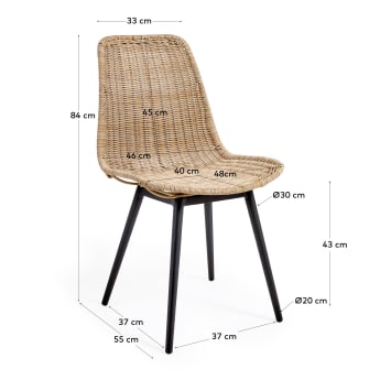 Cadeira de exterior Equal de ratã sintético e pernas de alumínio acabamento preto - tamanhos