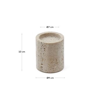 Siva small candle holder in beige travertine - sizes