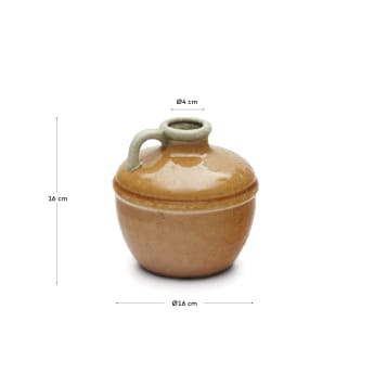 Jarrón Tamariu de cerámica mostaza 16 cm - tamaños