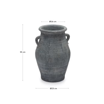 Blanes terracotta vase in blue, 35 cm - sizes