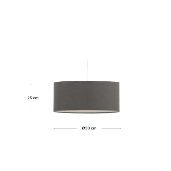 Lampenkap voor hanglamp Nazli klein van linnen met grijze afwerking Ø 50 cm - maten