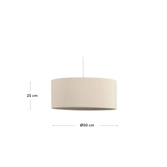Nazli large linen ceiling light shade with beige finish Ø 50 cm - sizes