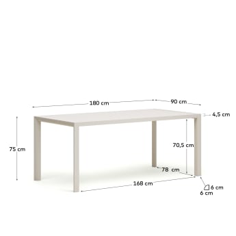 Table de jardin Culip en aluminium finition blanche 180 x 90 cm - dimensions
