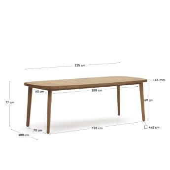 Stół Maset 100% ogrodowy z litego drewna eukaliptusowego 220 x 100 cm FSC 100% - rozmiary