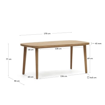Stół Maset 100% ogrodowy z litego drewna eukaliptusowego 170 x 90 cm FSC 100% - rozmiary