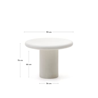 Ronde tafel Addaia van wit cement Ø90 cm - maten