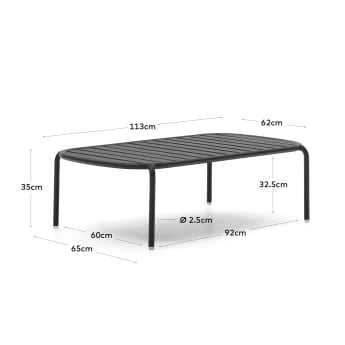 Joncols outdoor aluminium coffee table with powder coated grey finish, Ø 110 x 62 cm - sizes