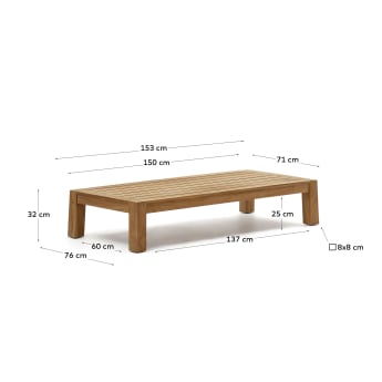 Forcanera coffee table in solid teak, 150 x 71 cm - sizes