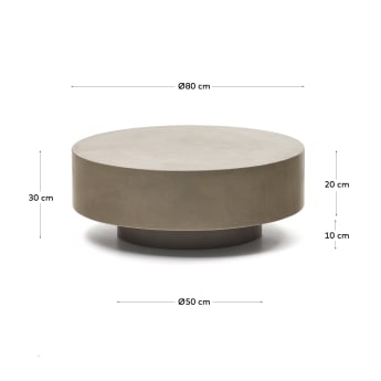 Ronde salontafel Garbet in cement Ø 80 cm - maten