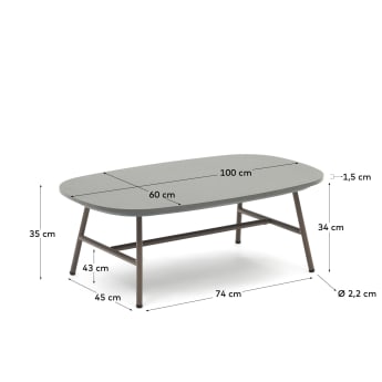 Table basse Bramant en acier finition mauve 100 x 60 cm - dimensions