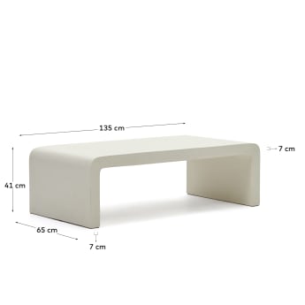 Tavolino Aiguablava in cemento bianco 135 x 65 cm - dimensioni