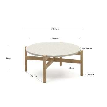 Tavolino da caffè Pola in cemento e legno massello di eucalipto Ø 84,4 cm FSC - dimensioni