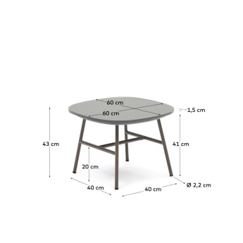 Bramant steel side table with mauve finish, 60 x 60 cm - sizes