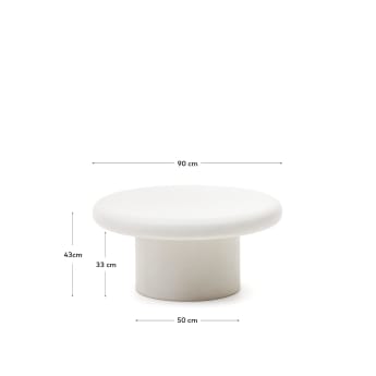 Stolik kawowy Addaia z białego cementu Ø90 cm - rozmiary