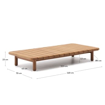 Table basse Turqueta en bois de teck 140 x 70 cm FSC 100 % - dimensions