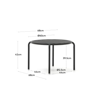 Βοηθητικό τραπέζι εξωτερικού χώρου Joncols, αλουμίνιο σε γκρι φινίρισμα, Ø60εκ - μεγέθη