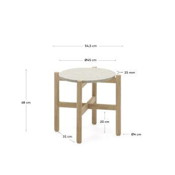 Stolik pomocniczy Pola z cementu i litego drewna eukaliptusowego Ø 50 cm FSC 100% - rozmiary