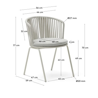 Saconca outdoor chair with cord and grey galvanised steel - sizes