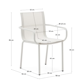 Chaise empilable d'extérieur Galdana en aluminium avec finition peinte en blanc - dimensions