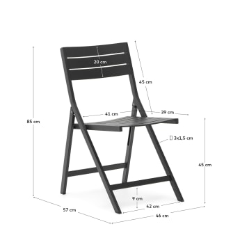 Torreta folding outdoor chair made of aluminum with dark grey finish - sizes