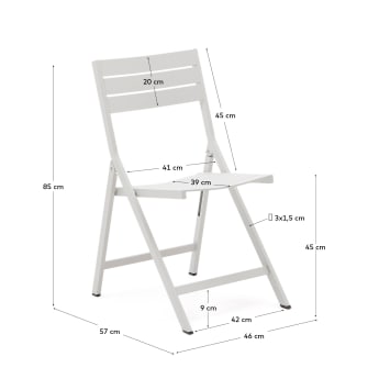 Cadira d'exterior plegable Torreta d'alumini amb acabat blanc - mides