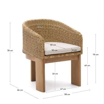 Krzesło Xoriguer z syntetycznego rattanu i drewna eukaliptusowego 100% FSC. - rozmiary
