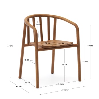 Καρέκλα εξωτερικού χώρου Turqueta με δυνατότητα στοίβαξης από 100% μασίφ ξύλο τικ FSC - μεγέθη