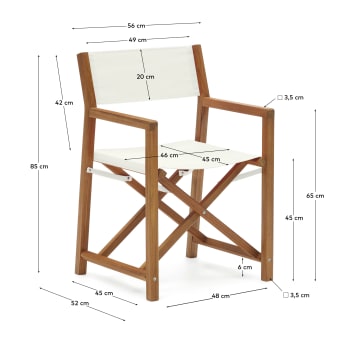 Chaise pliante pour le jardin Thianna beige et en bois d'acacia FSC 100% - dimensions