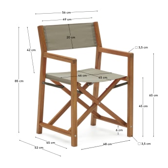 Chaise pliante pour le jardin Thianna verte et en bois d'acacia FSC 100% - dimensions