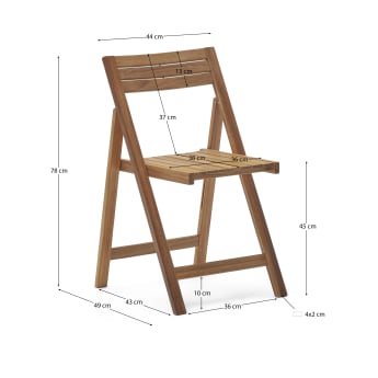 Chaise de jardin pliante Sadirar en bois d'acacia FSC 100% - dimensions