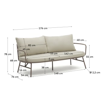 Bramant 2-Sitzer-Sofa aus Stahl mit Finish in Helllila 175,5 cm - Größen