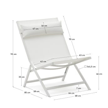 Sedia pieghevole Canutells in alluminio con finitura bianca - dimensioni