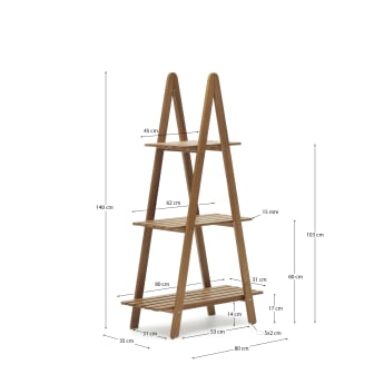Victora outdoor shelving unit made from solid acacia wood, 80 x 140 cm FSC 100% - sizes