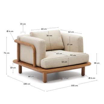 Fotel Turqueta z litego drewna tekowego 100% FSC - rozmiary
