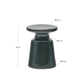 Tavolino da appoggio per esterni Mesquida in ceramica con finitura verde smaltata Ø 39 cm - dimensioni