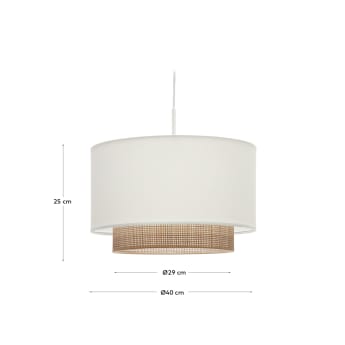 Paralume per lampada da soffitto Erna in bambù finitura naturale e bianca Ø 40 cm - dimensioni